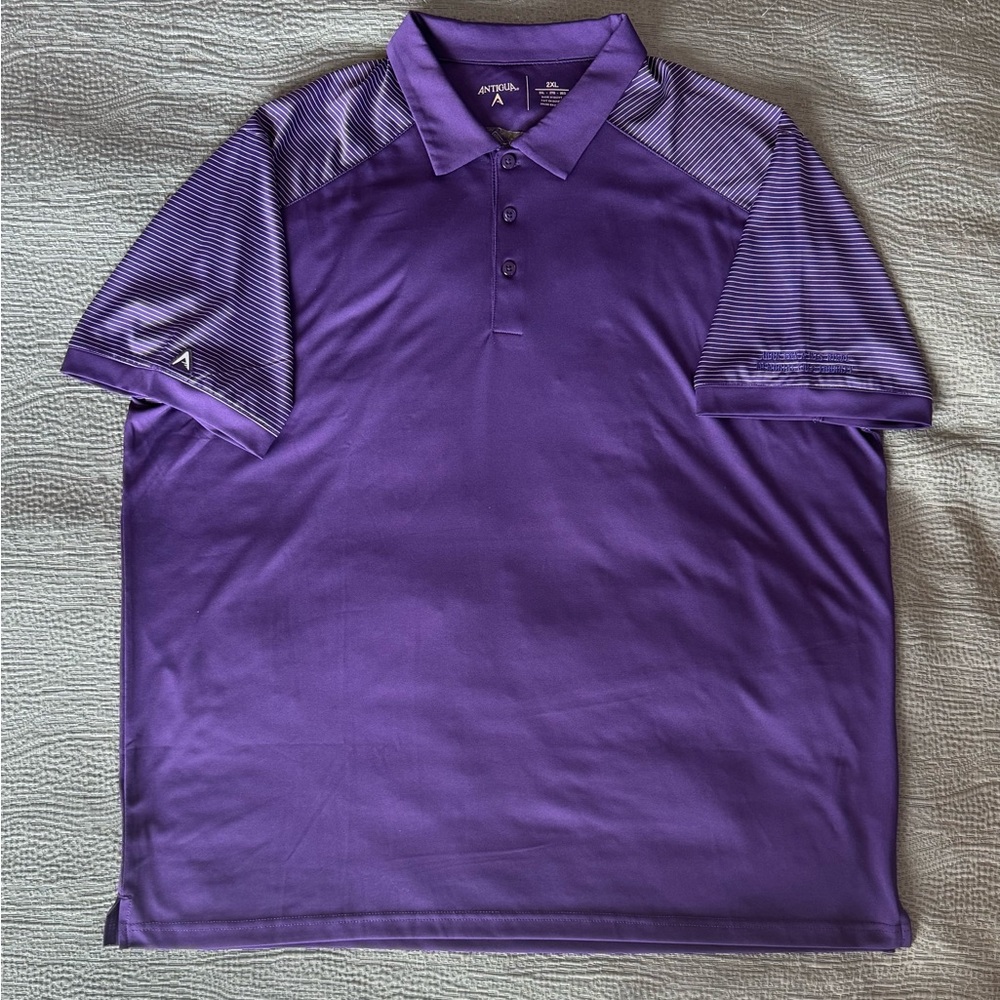 Antigua Men's Striped Purple Polo